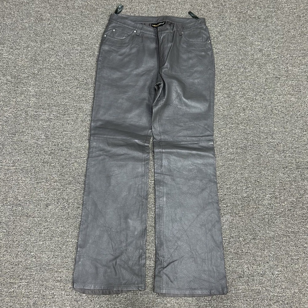 Metrostyle Leather Pants Womens 6 Grey Straight Leg 5-Pocket Trousers